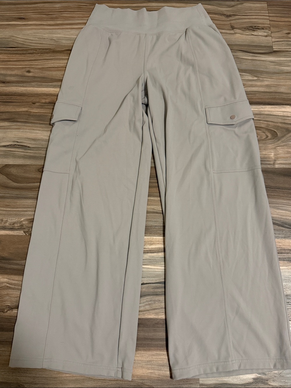 Athleta Women Pants Sz M Taupe Venice High Rise Cargo Wide Leg Athleisure